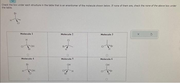  Check the box under each structure in the table that is