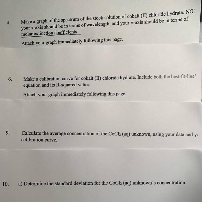  Beer's Law Lab Report!!! please help, show work!!! 4. Make a