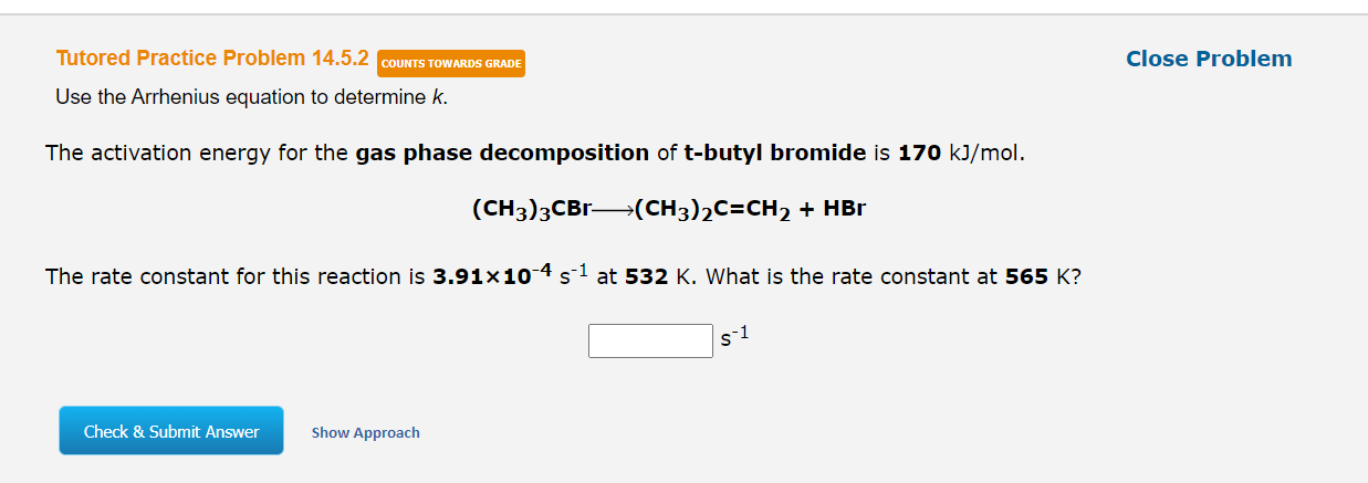 this question. For the gas phase decomposition of ethyl chloroformate, clcooC2H5-C2H5Cl +