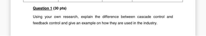  Question 1 (30 pts) Using your own research, explain the difference