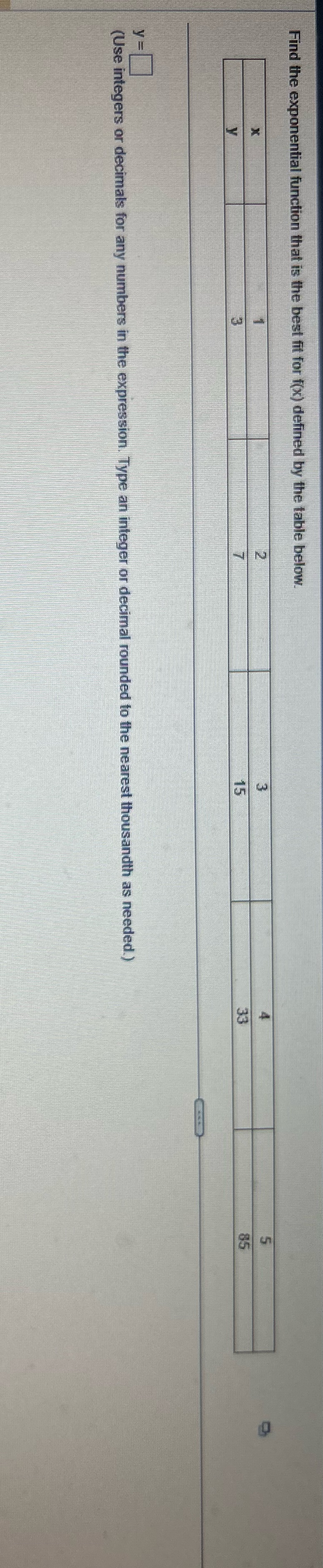  Find the exponential function that is the best fit for f(x)