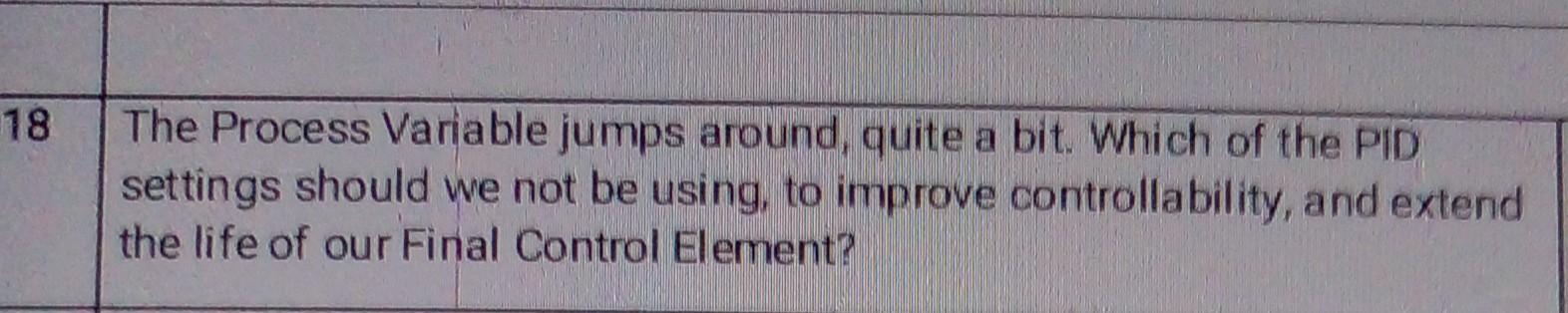  18 The Process Variable jumps around, quite a bit. Which of