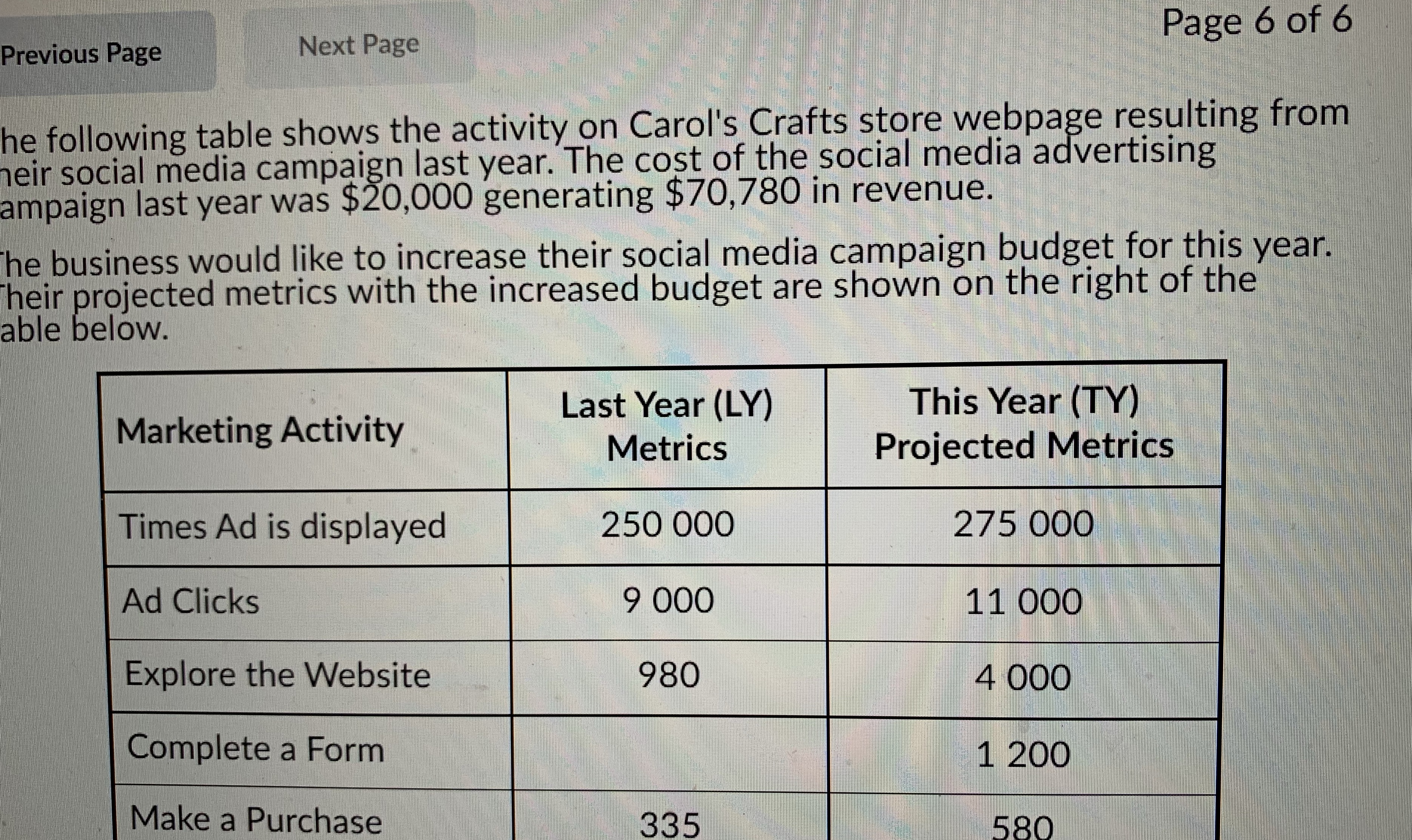 Question for table:If 1 in 13 people that explored the website completed