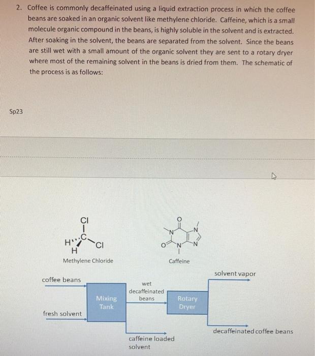  2. Coffee is commonly decaffeinated using a liquid extraction process in
