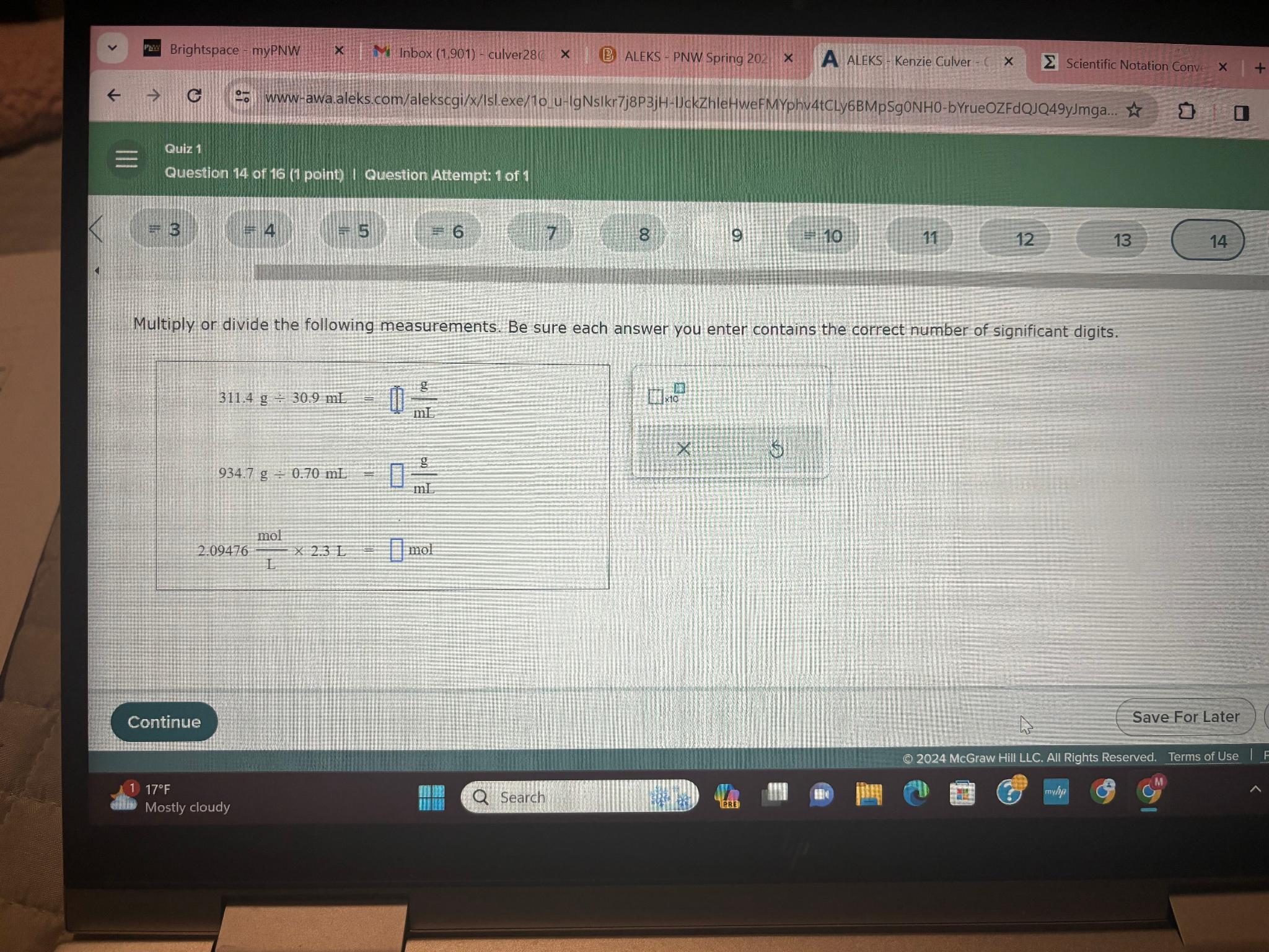  Multiply or divide the following measurements. Be sure each answer you