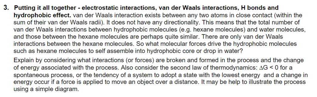 3. Putting it all together - electrostatic interactions, van der Waals