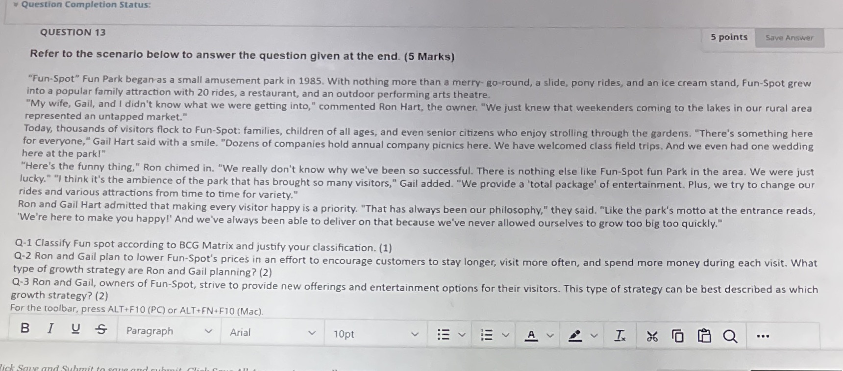  Question Completion Status: QUESTION 13 5 points Save Answer Refer to