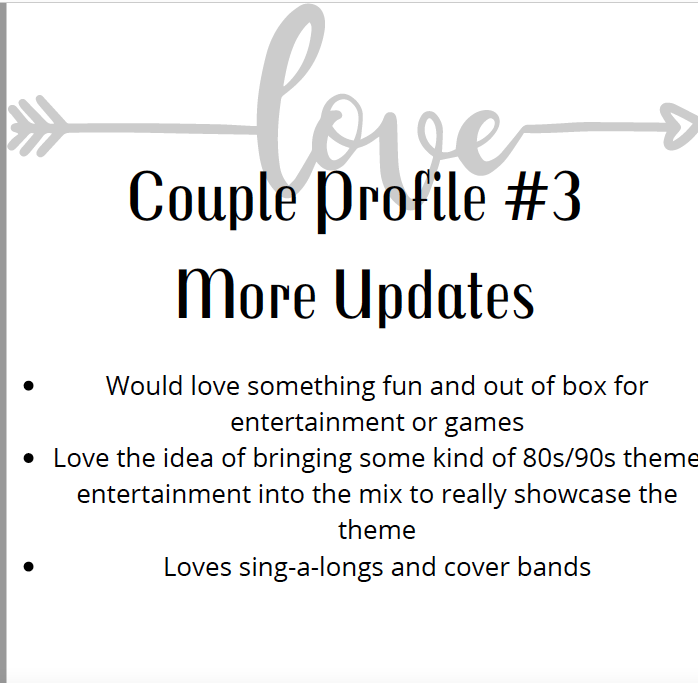 For Part 1, you will use the sample wedding itinerary provided in