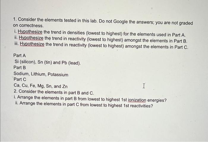  1. Consider the elements tested in this lab. Do not Google