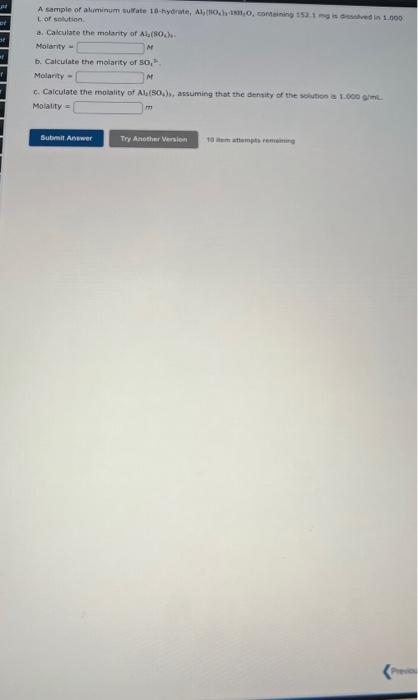 up by dissolving 15,0g MghO4 - 7at, O in 140.0g of water