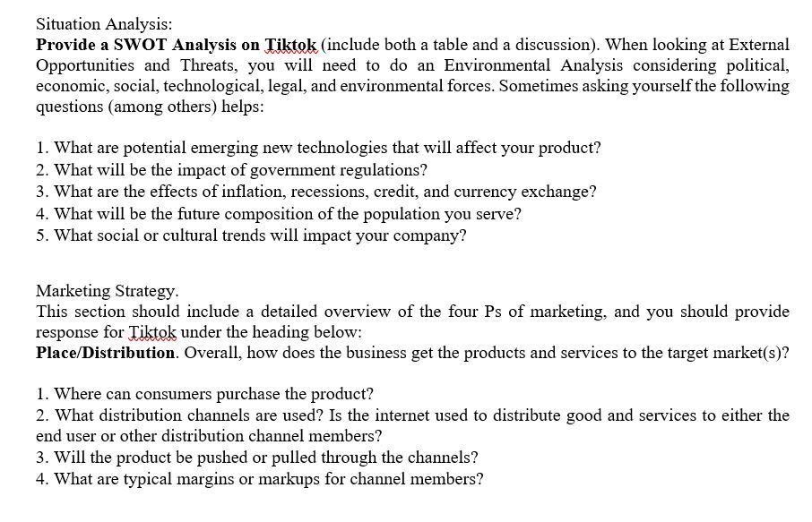  Situation Analysis: Provide a SWOT Analysis on Wnclude both a table