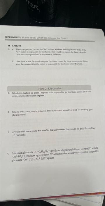  CATIONS Part C- Discusision ioesic compenands testedl? Explain- 2. Which ionic