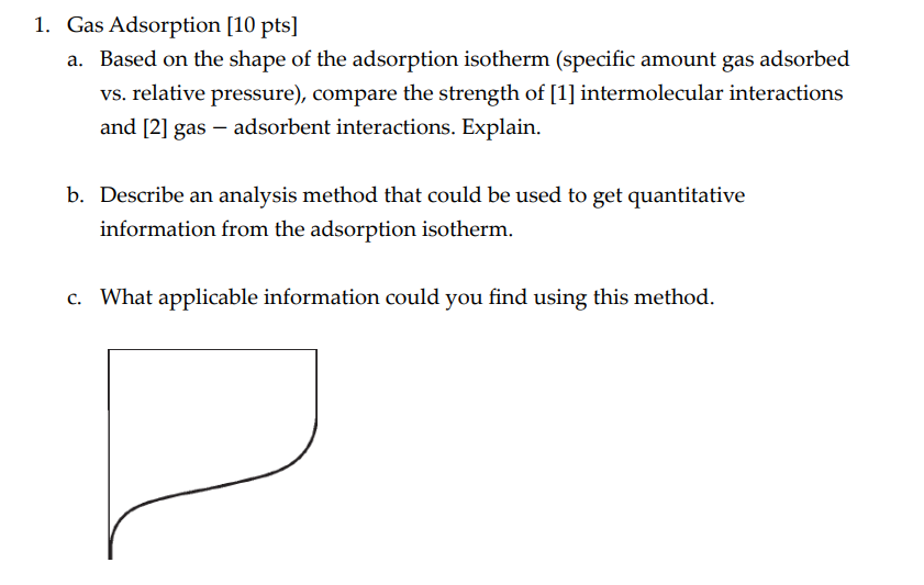  Gas Adsorption [10 pts] a. Based on the shape of the
