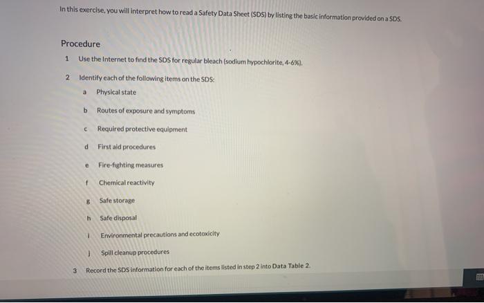  In this exercise, you will interpret how to read a Safety