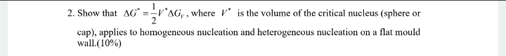  Show that G**=12V**GV, where V** is the volume of the critical