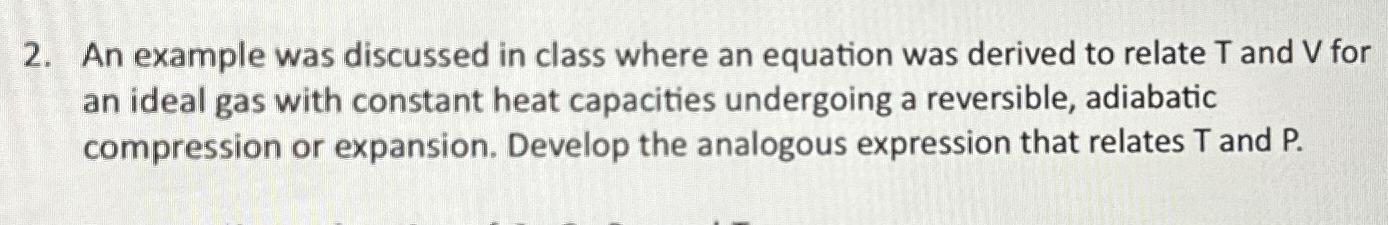An example was discussed in class where an equation was derived