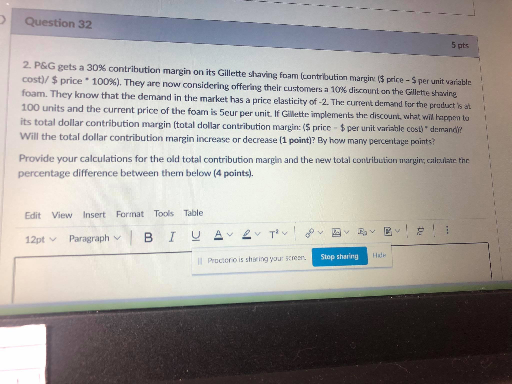 Marketing question Question 32 5 pts 2. P&G gets a 30% contribution