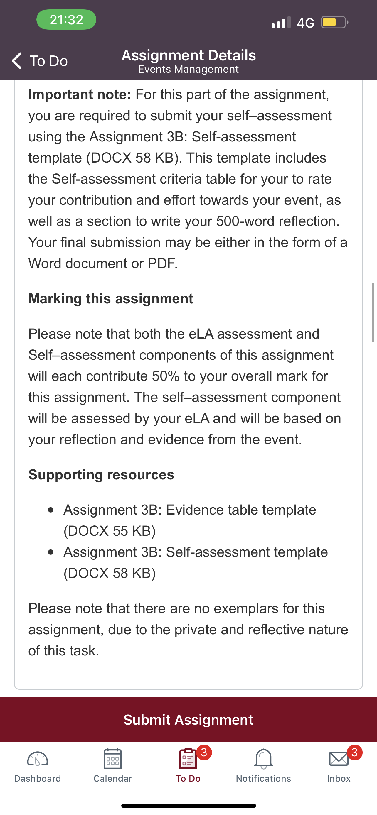  ( To Do Assignment Details Events Management Important note: For this