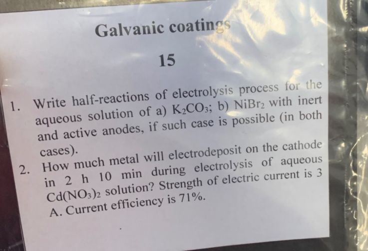  Please solve only the first question with detailed explanation. Write half-reactions