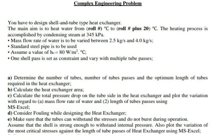  please solve this with roll number 126 Complex Engineering Problem You