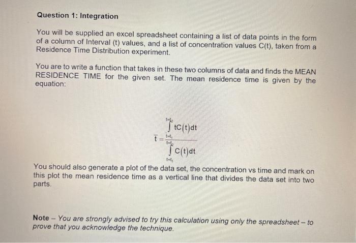  using visual basic Question 1: Integration You will be supplied an