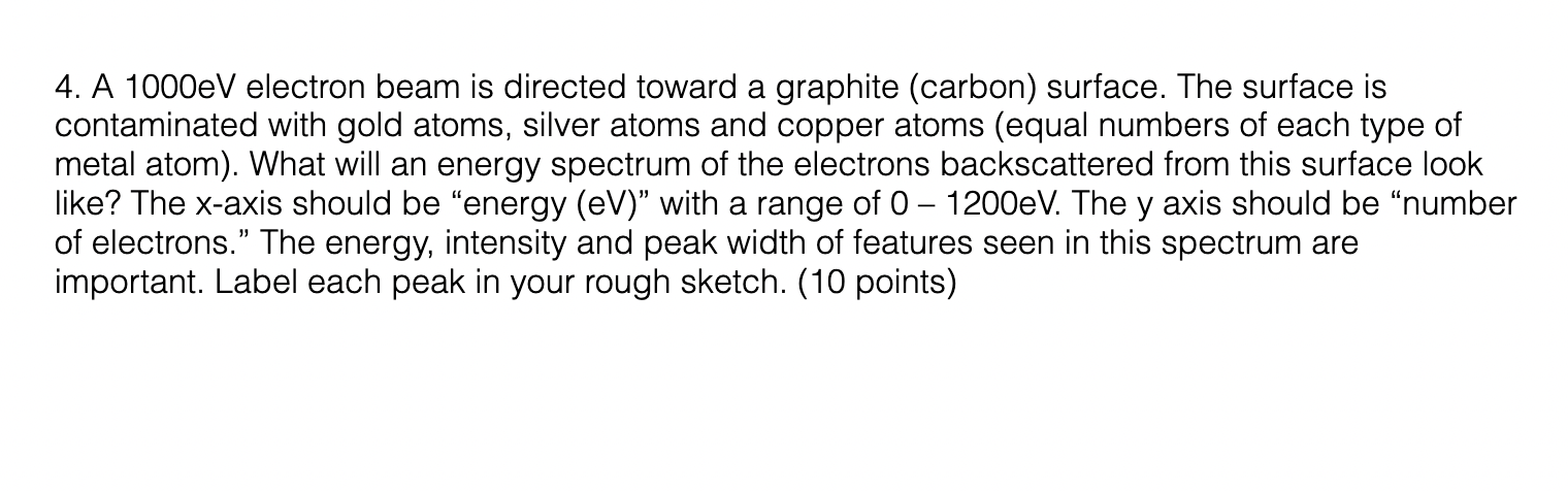 4. A 1000eV electron beam is directed toward a graphite (carbon)