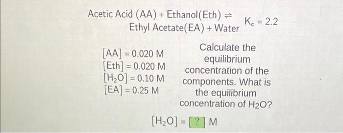 you are given the initial concentration for all components. Please give a