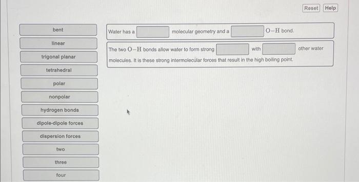 water has a high boiling point for its relatively low mass. complete