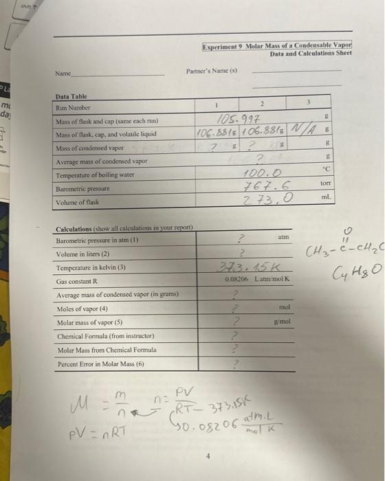 of the ideal gas law. Equipment and Materials Hot plate, ring stand,