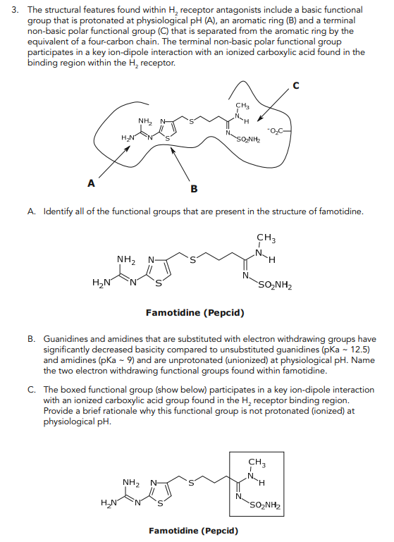 3. The structural features found within H2 receptor antagonists include a basic