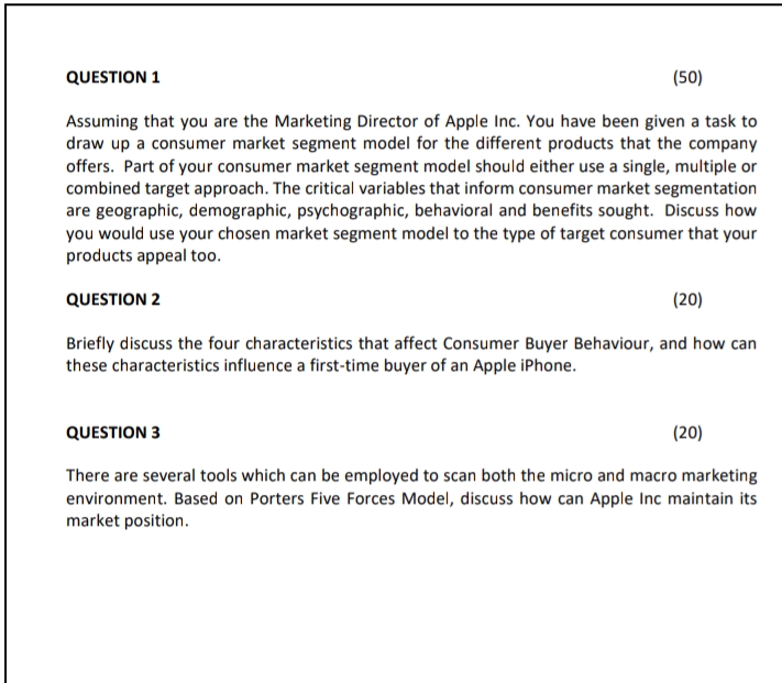 it's an assignment please be detailed QUESTION 1 (50) Assuming that you