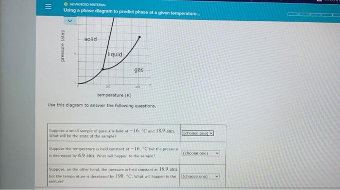  III ADVANCED MATERIAL Using a phase diagram to predict phase at