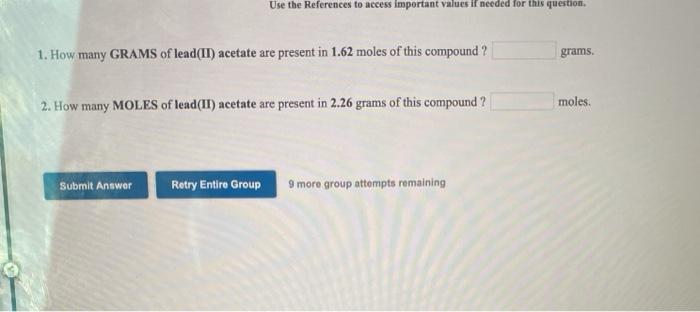  Use the References to access Important values if needed for this