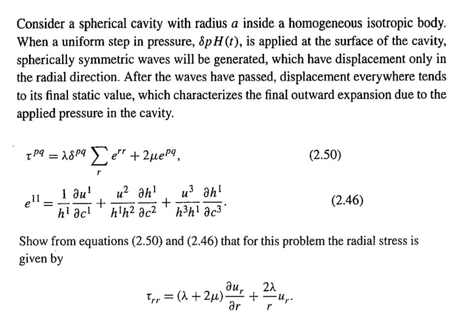 a a Consider a spherical cavity with radius a inside a