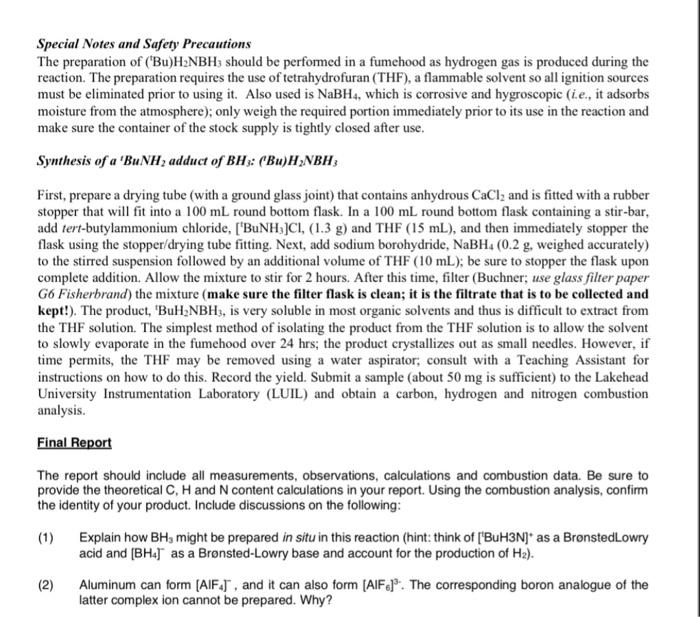 please write everything with detail Experiment One: Isolation of a Four-Coordinate Boron