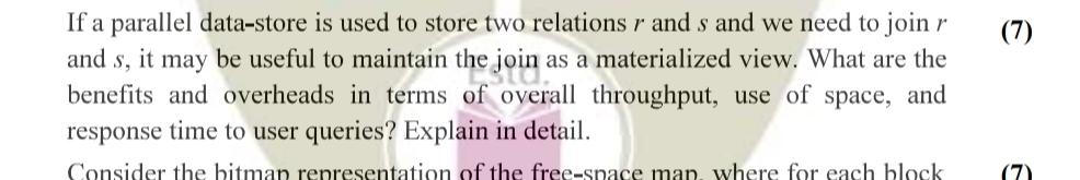  If a parallel data-store is used to store two relations r