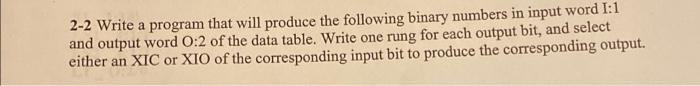  2-2 Write a program that will produce the following binary numbers