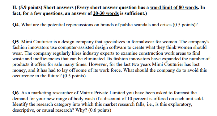  I]. (5.9 points} Short answers [Every short answer question has a
