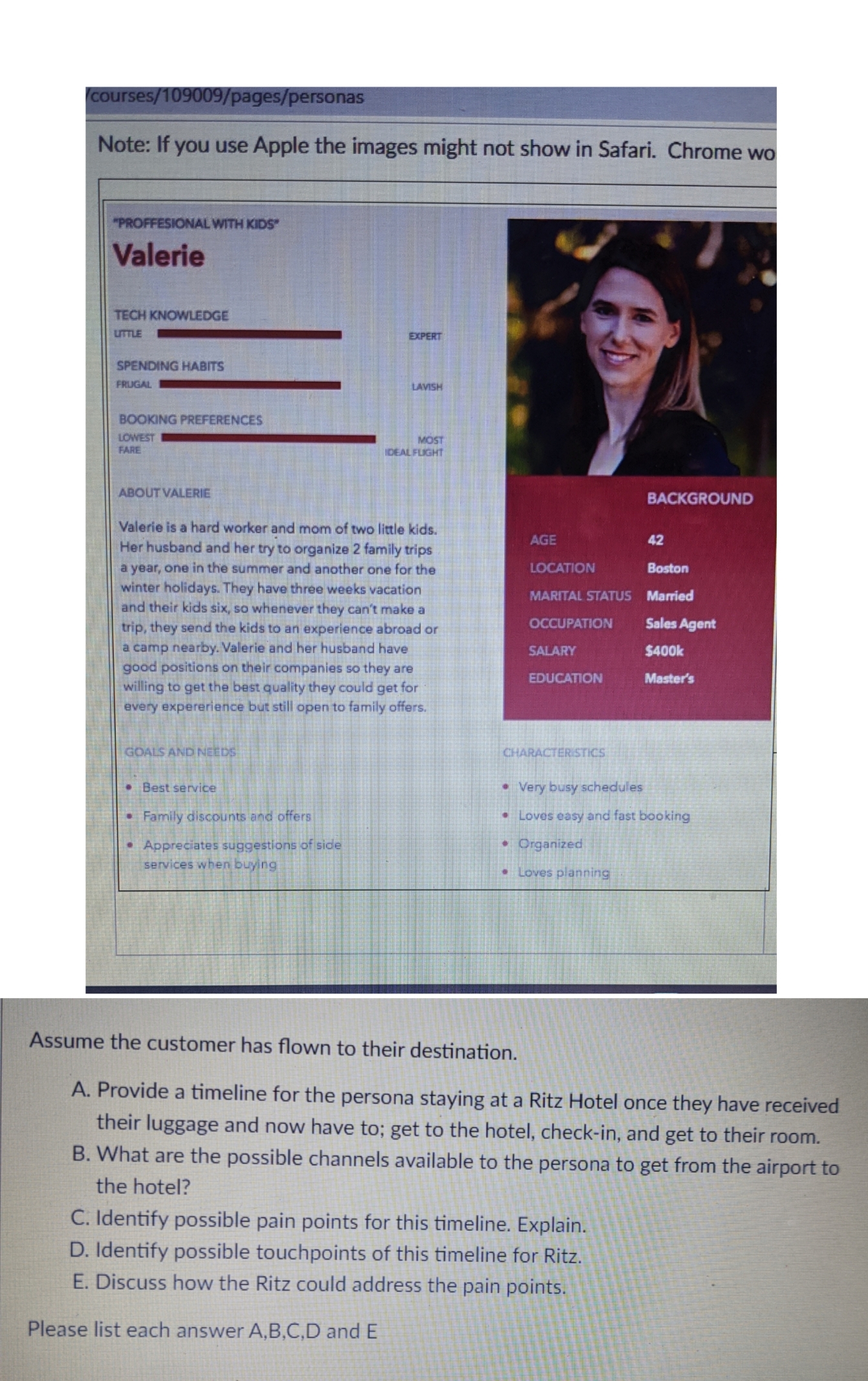 please answer each question ABCD and E courses/109009/pages/personas Note: If you use