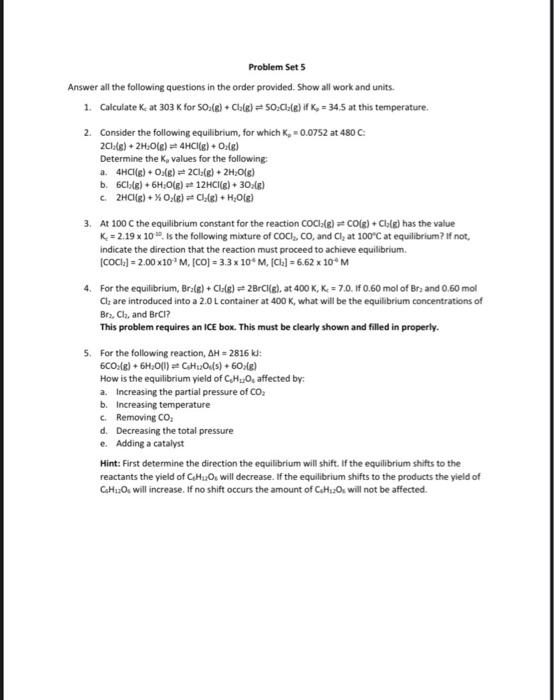  Problem Set 5 Answer all the following questions in the order