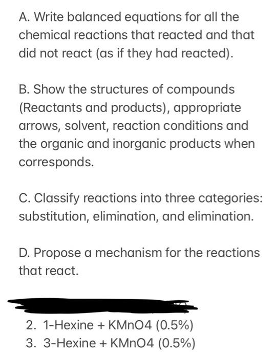 Reactions 2 and 3. A. Write balanced equations for all the chemical