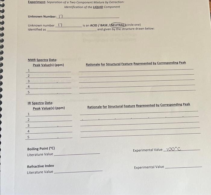 HELP ASAP ANSWER ASAP Experiment: Separation of a Two Component Mixture by