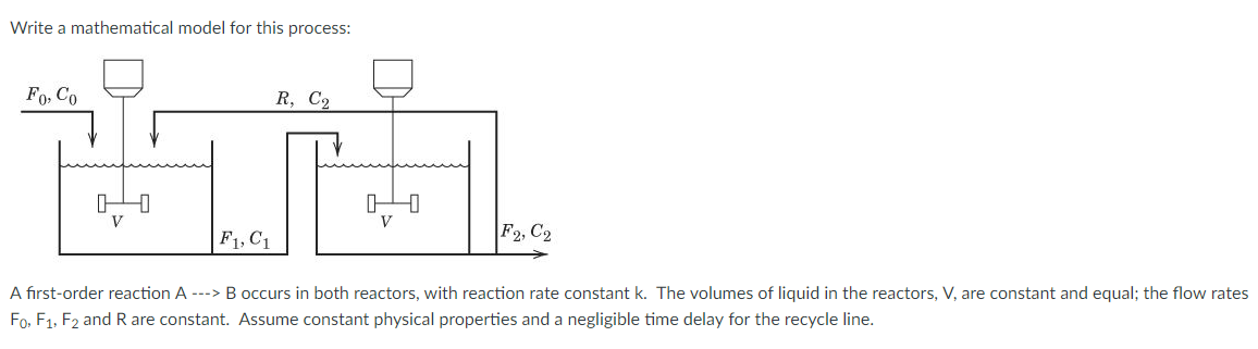 a.)b.) Derive a transfer function model relating the output concentration of A,