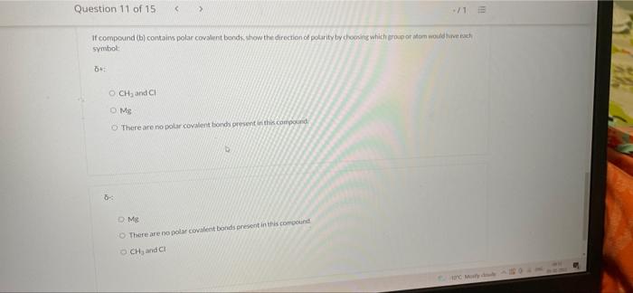 CH.CH 3 o D . e Question 11 of 15 if structure
