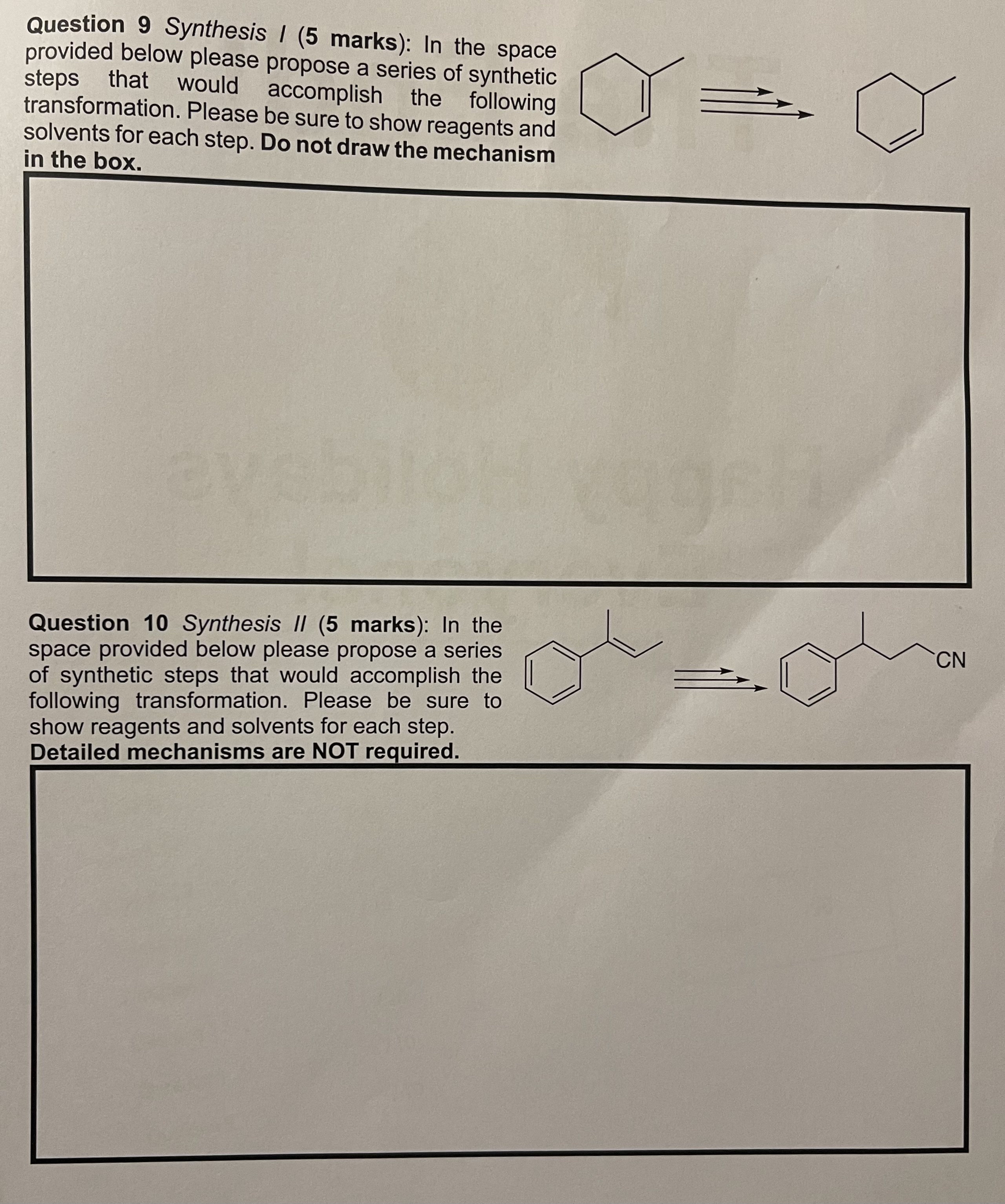  answer each one very clearly!!!!! Question 9 Synthesis I (5 marks):