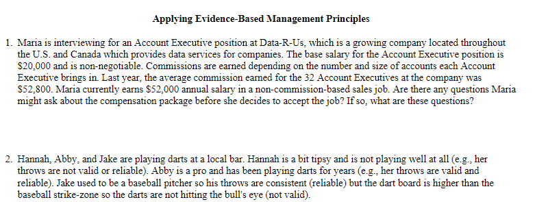  Applying EridanusBased Management Principles 1. Maria is interviewing for an Acoourit