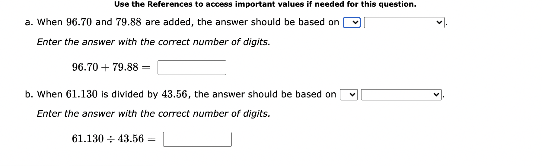  Use the References to access important values if needed for this