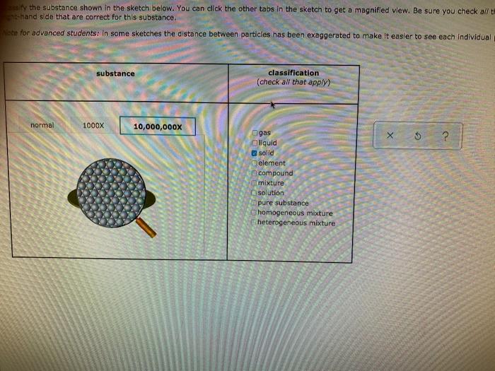 substance classification (check all that apply) normal 1000X 10,000,000x $ ? gas