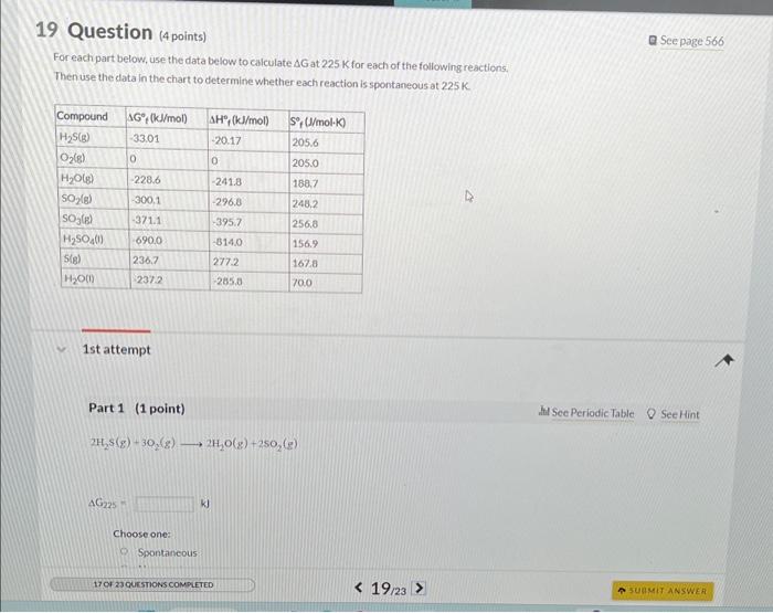 For each part below, use the data below to calculate G