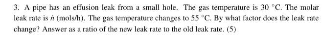  3. A pipe has an effusion leak from a small hole.